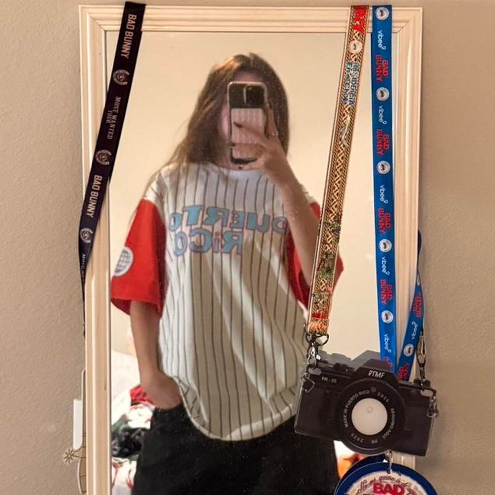 Bad Bunny Red and White Baseball Jersey